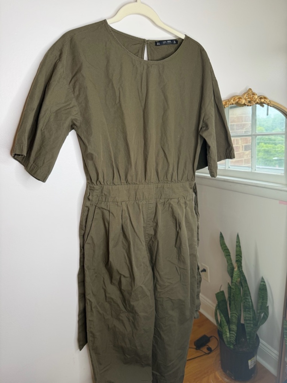 Zara Basic Olive Sleeveless Shift Dress